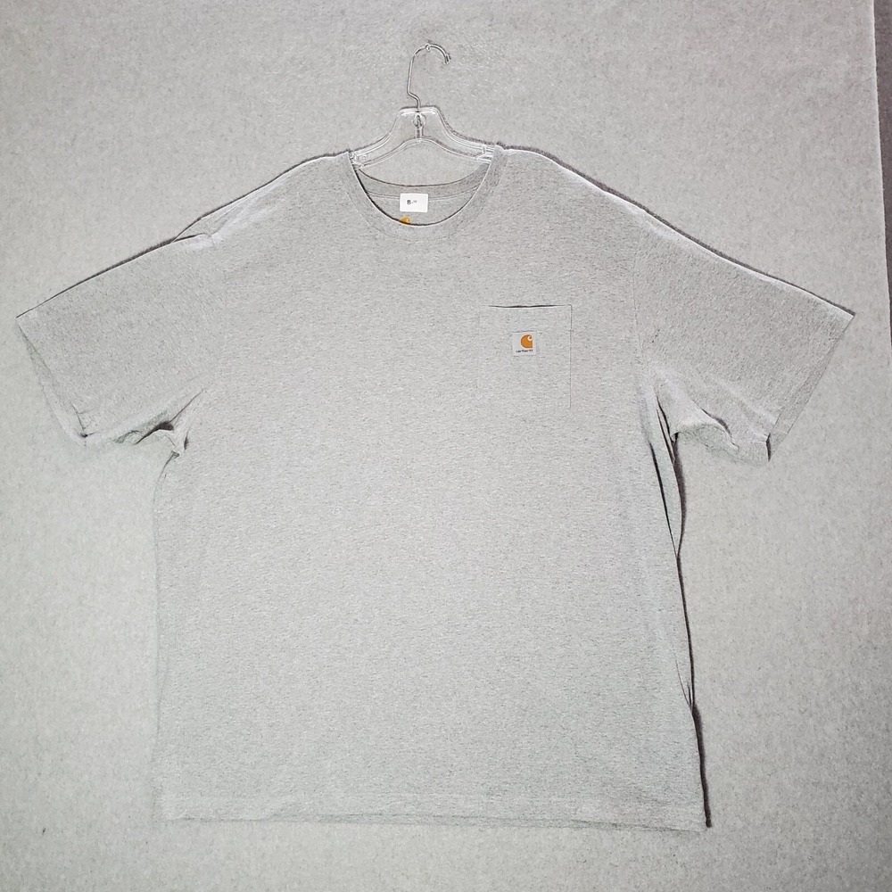 Carhartt Men Shirt 2XL Gray Logo Patch K87 Heavyweight Crew Neck‎ Short Sleeve